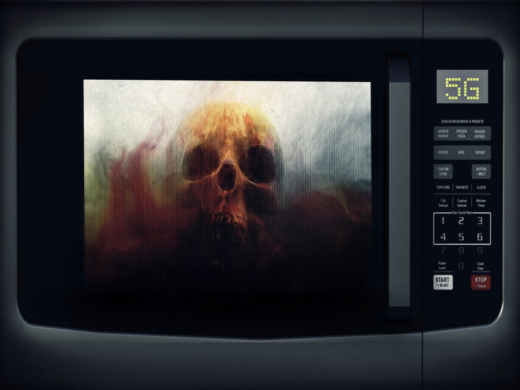 microwave with skull and "5G"label